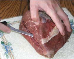 Cutting the meat