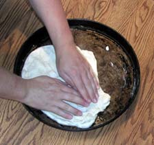 Spreading the dough