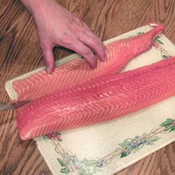 Cut the salmon